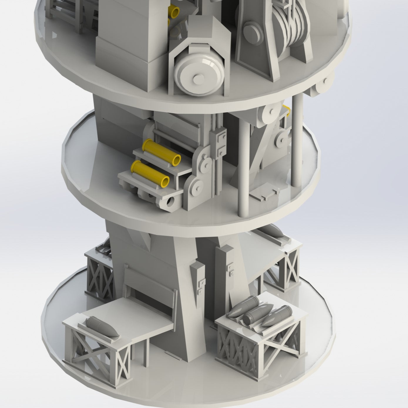 1:700, 1:350, 1:200 German Navy full interior turrets, 2 turrets per kit, 3d printed kit, Bismarck turrets, very detailed