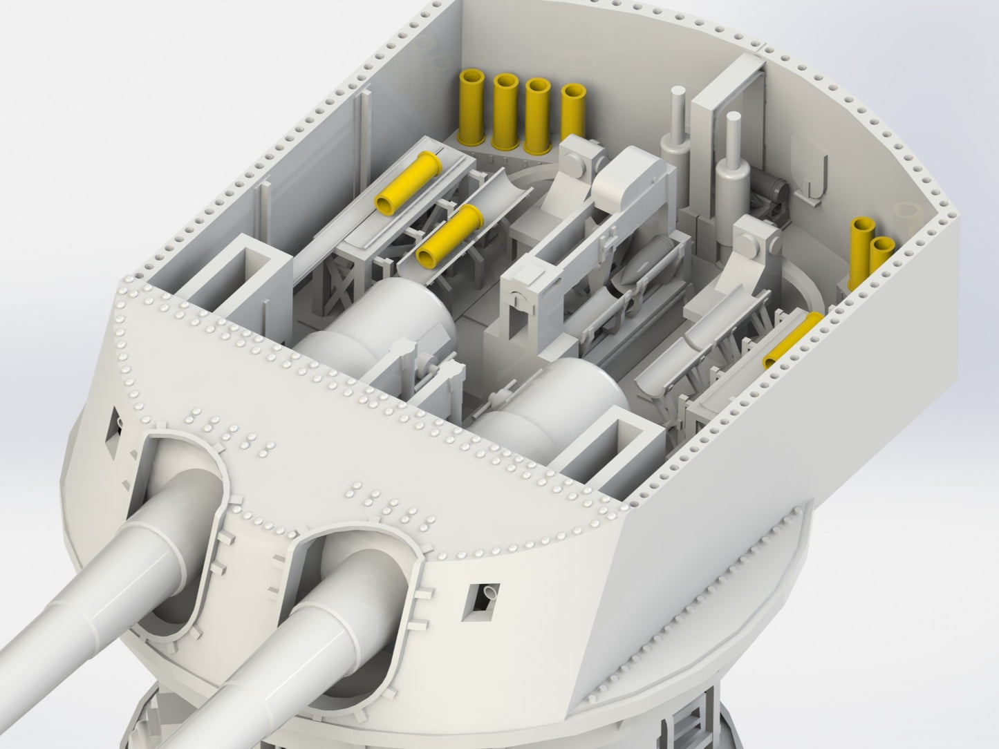 1:700, 1:350, 1:200 German Navy full interior turrets, 2 turrets per kit, 3d printed kit, Bismarck turrets, very detailed