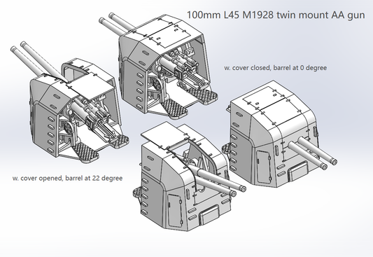 Italian navy heavy AA guns, 76mm, 90mm, 100mm, 102mm 120mm AA guns, 127mm, 128mm AA guns, 3D printed kits