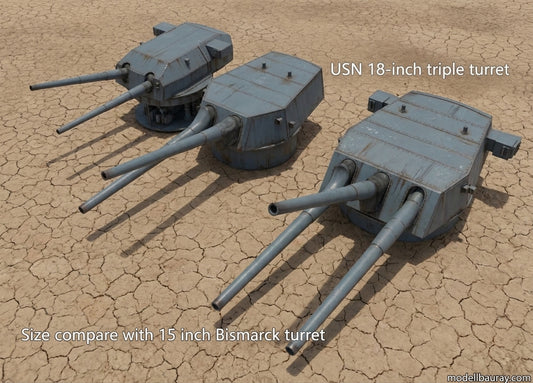 1:700 USN 18 inch turrets, 18 inch tripple turret, 18 inch twin turret, US navy