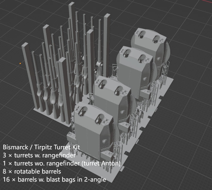 1:700 German Main Gun Turret, 3D printed, battleship, Bismarck, Tirpitz, WWII, WWI, Bayern, Nassau, Scharnhorst, C34 naval gun, 38 cm gun, 28 cm gun