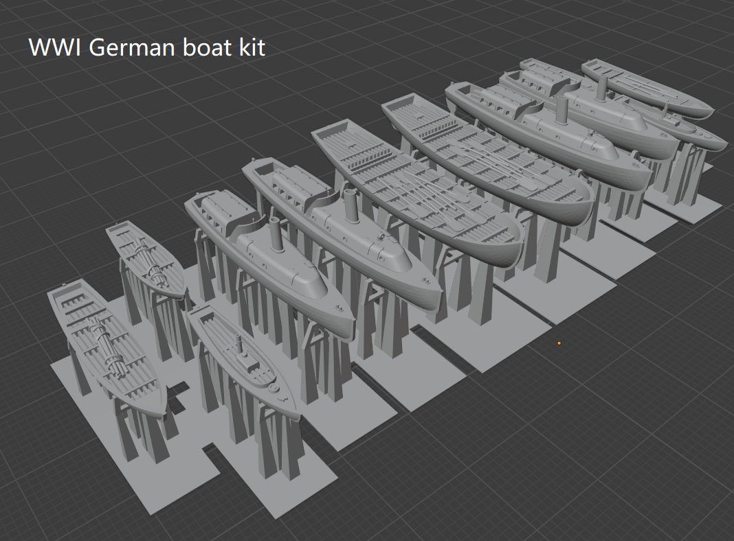 1:700 German boat kit, WWI, WWII german boats, 3d printed accessory, highly detailed