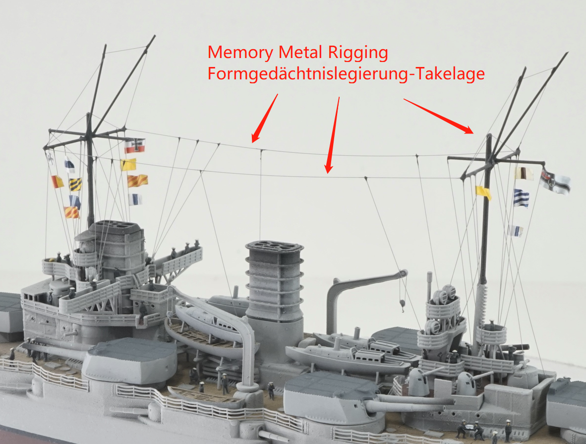 Ship model rigging material, memory metal rigging, rubber rigging, Formgedächtnislegierung Takelage