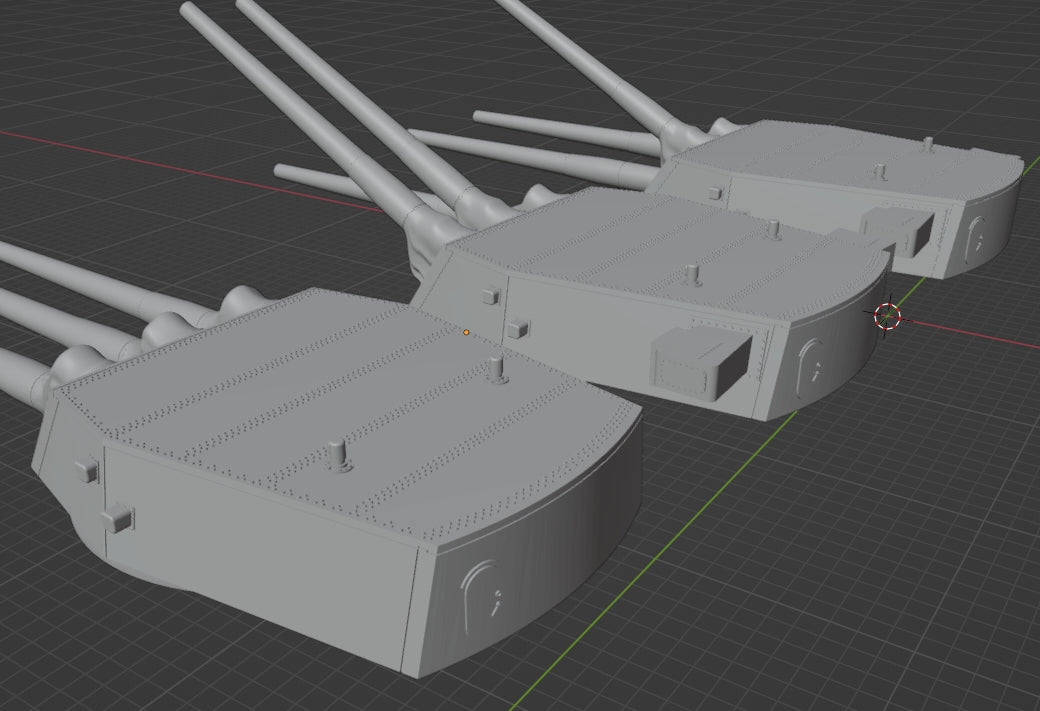 1:700 USN 18 inch turrets, 18 inch tripple turret, 18 inch twin turret ...
