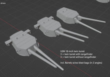 Load image into Gallery viewer, 1:700 USN 18 inch turrets, 18 inch tripple turret, 18 inch twin turret, US navy
