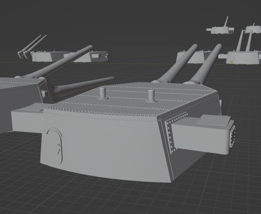1:700 USN 18 inch turrets, 18 inch tripple turret, 18 inch twin turret ...
