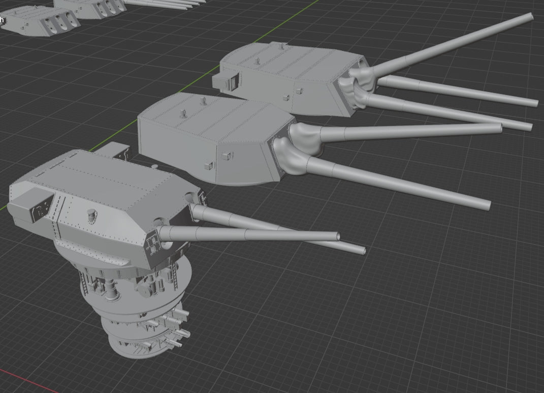 1:700 USN 18 inch turrets, 18 inch tripple turret, 18 inch twin turret ...