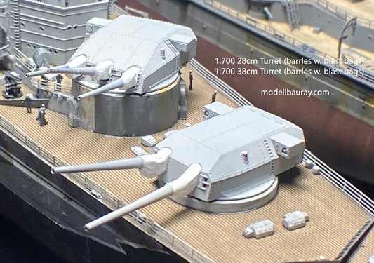 1:700 German Main Gun Turret, 3D printed, battleship, Bismarck, Tirpitz, WWII, WWI, Bayern, Nassau, Scharnhorst, C34 naval gun, 38 cm gun, 28 cm gun