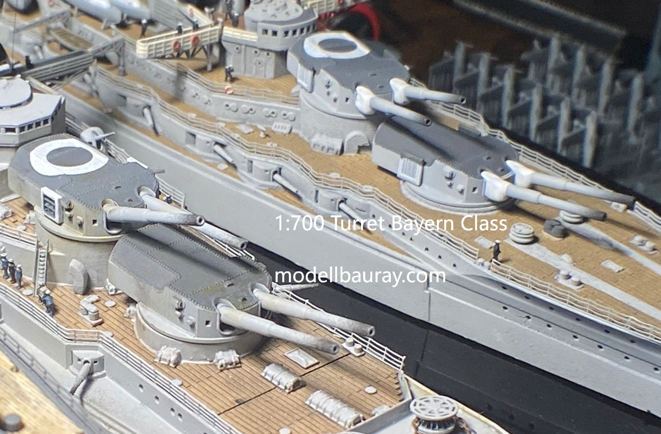 1:700 German Main Gun Turret, 3D printed, battleship, Bismarck, Tirpitz, WWII, WWI, Bayern, Nassau, Scharnhorst, C34 naval gun, 38 cm gun, 28 cm gun