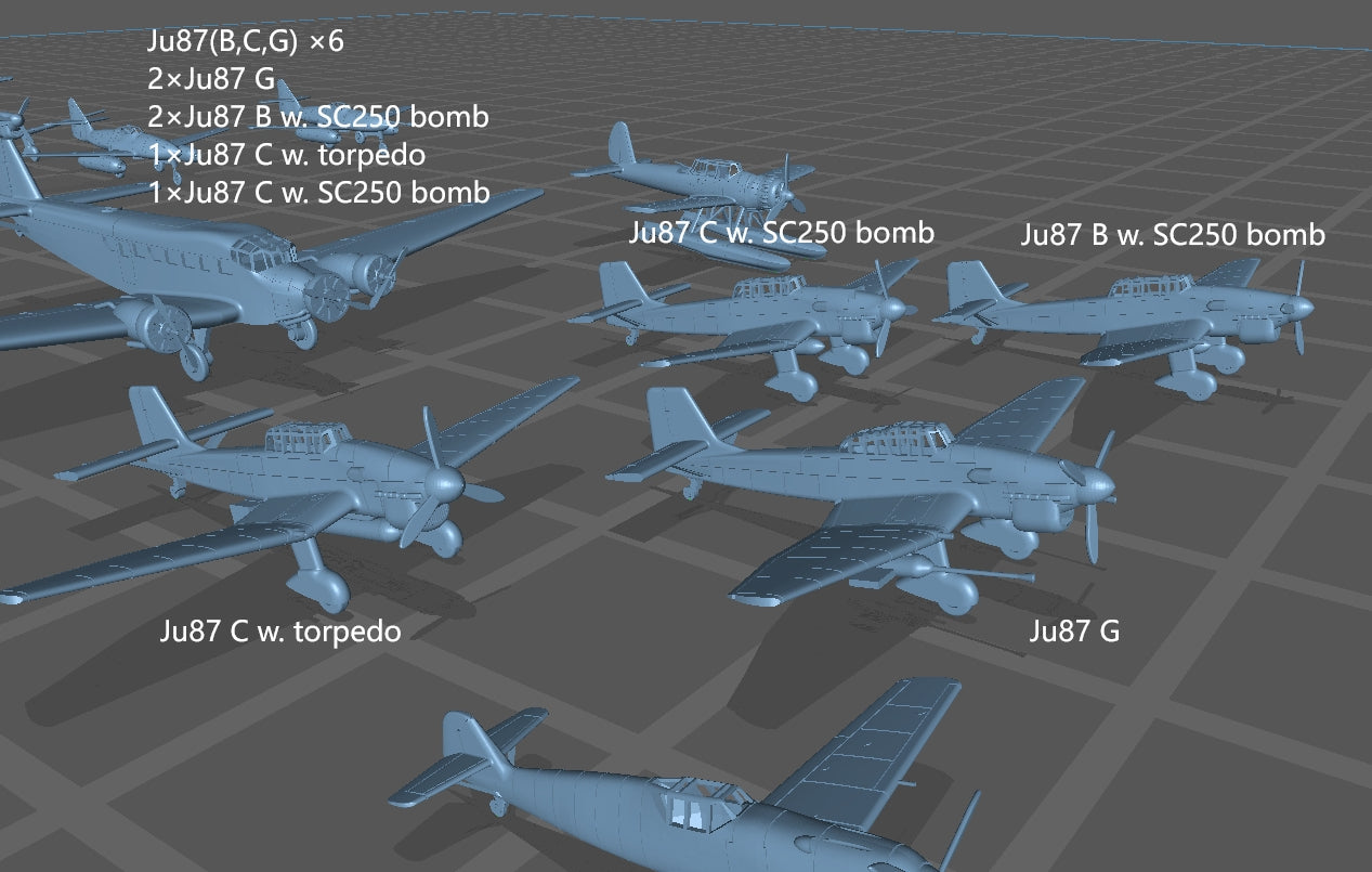 1:700 Luftwaffe plane model, German Plane model, Luftwaffe, Bf109, Fw190, Ju87, Ju52, Bf110, Me262, He111, fighter, bomber, dive bomber