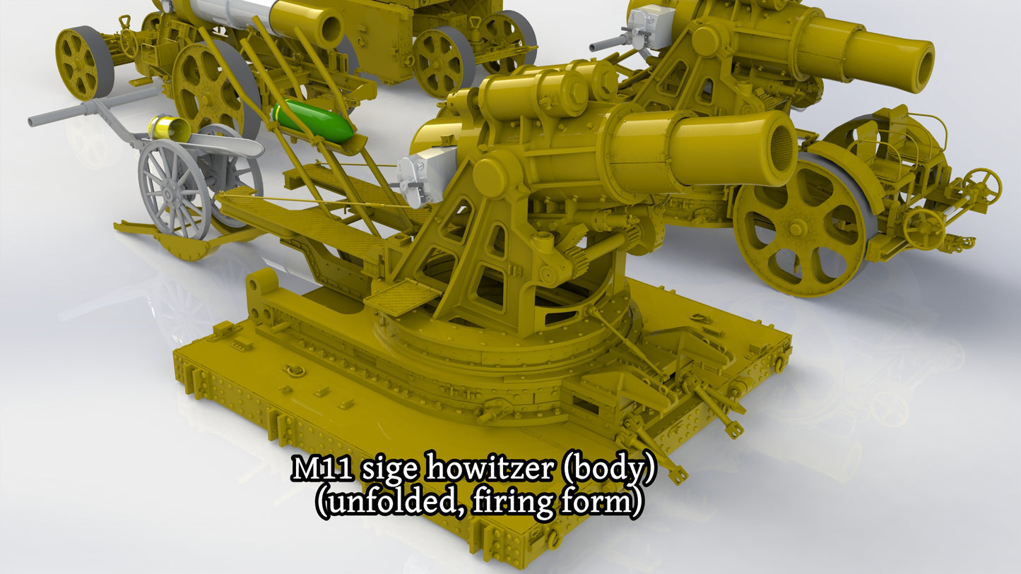 Skoda M.11 siege howitzer model, 3D printed kit, base transporter, barrel transporter, accessories, Skoda M.11-Mörser, 1:35, 1:72