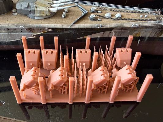 German Navy secondary guns, medium caliber guns, 150mm SKC28, 150mm SKC25, twin, triple and single mount turrets, 3D printed kits
