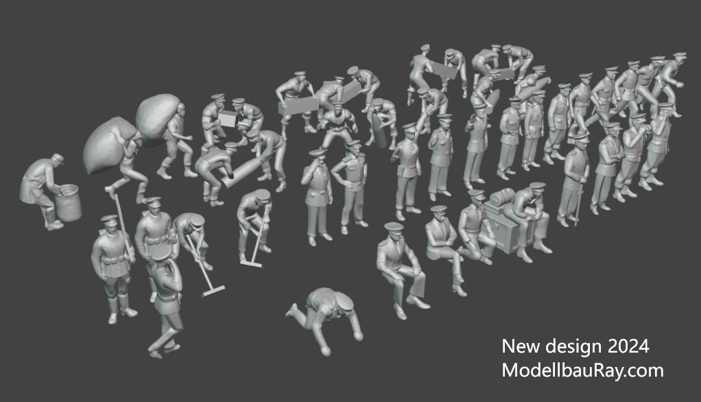 1:700, 1:350, 1:200 Figuren, universal naval figure, civilian and army figure, 1:700 figure, 3D printed kit, Bausatz