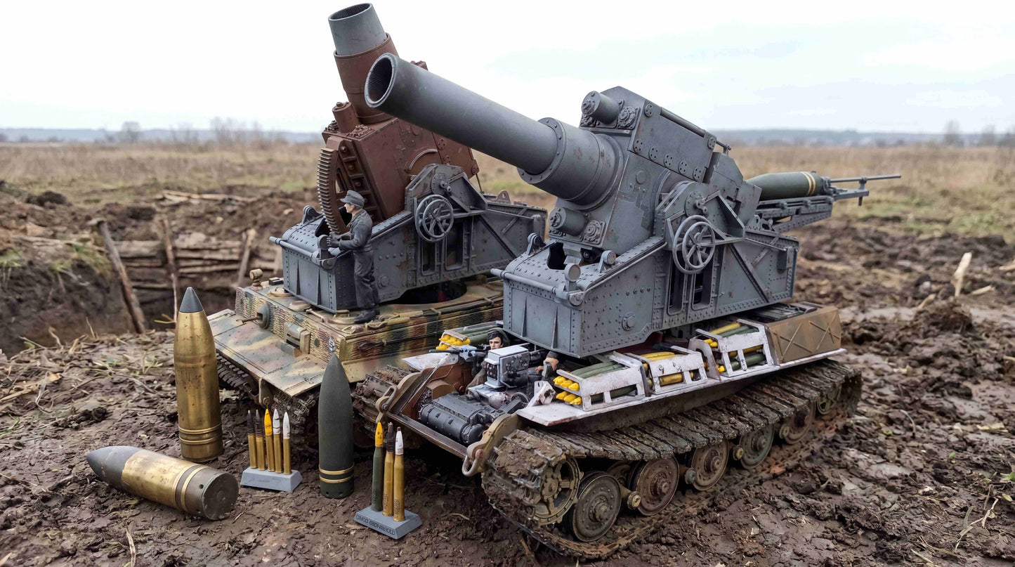1:35 Karl Gerät, Mörser Karl, Anschiesslafatte I, Bettungsgeschütz, Oberlafette, siege mortar, Gerät 040, Gerät 041, siege howitze, Belagerungsartillerier, 540mm, 600mm mortar