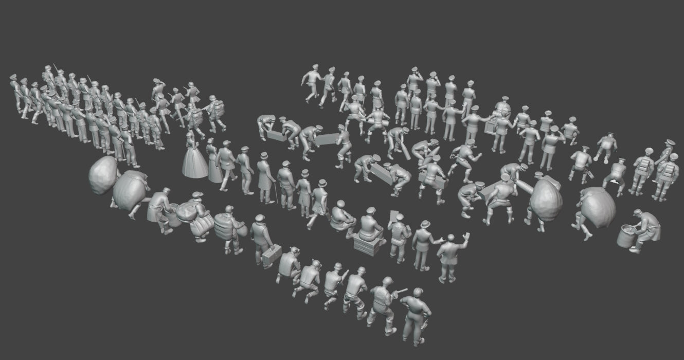 1:700, 1:350, 1:200 Figuren, universal naval figure, civilian and army figure, 1:700 figure, 3D printed kit, Bausatz