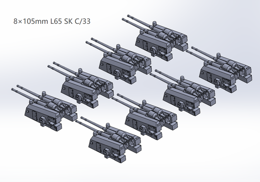 German Navy heavy AA guns, 105mm AA guns, 127mm, 128mm AA guns, 105mm L65 SK C38, 127mm L55 Flak, 3D printed kits