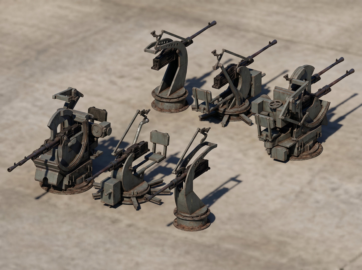 Italian navy light AA guns, 20mm, 37mm, Breda AA guns, 20mm L65, 37mm L54, 3D printed kits Regia Marina