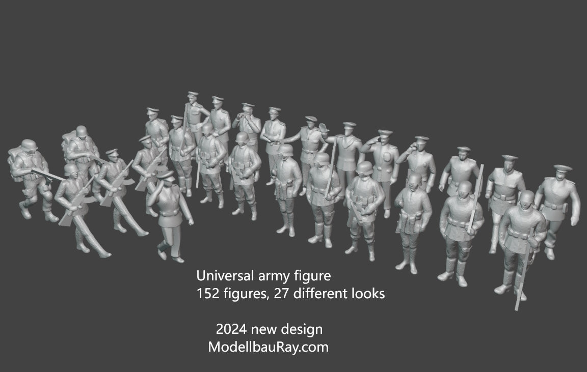 1:700, 1:350, 1:200 Figuren, universal naval figure, civilian and army figure, 1:700 figure, 3D printed kit, Bausatz