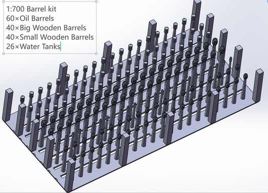 1:700 1:350 1:200 harbour cargo, cases, boxes, ammo box, ship building material, container, oil drum, wood piles, chest