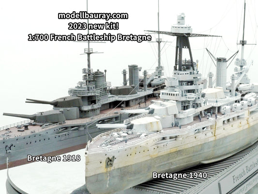 1:700 French Battleship Bretagne, Full Hull, WaterLine, Bretagne class battleship, French Battleship, 3d printed, resin model