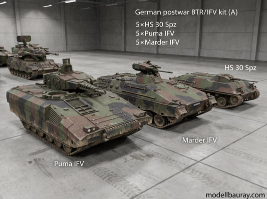 1:700 1:350 German postwar tanks and vehicles, cold war, Leopard 1, Leopard 2, Gepard, Pzh2000, Puma, IFV, Marder IFV, HS 30 Spz