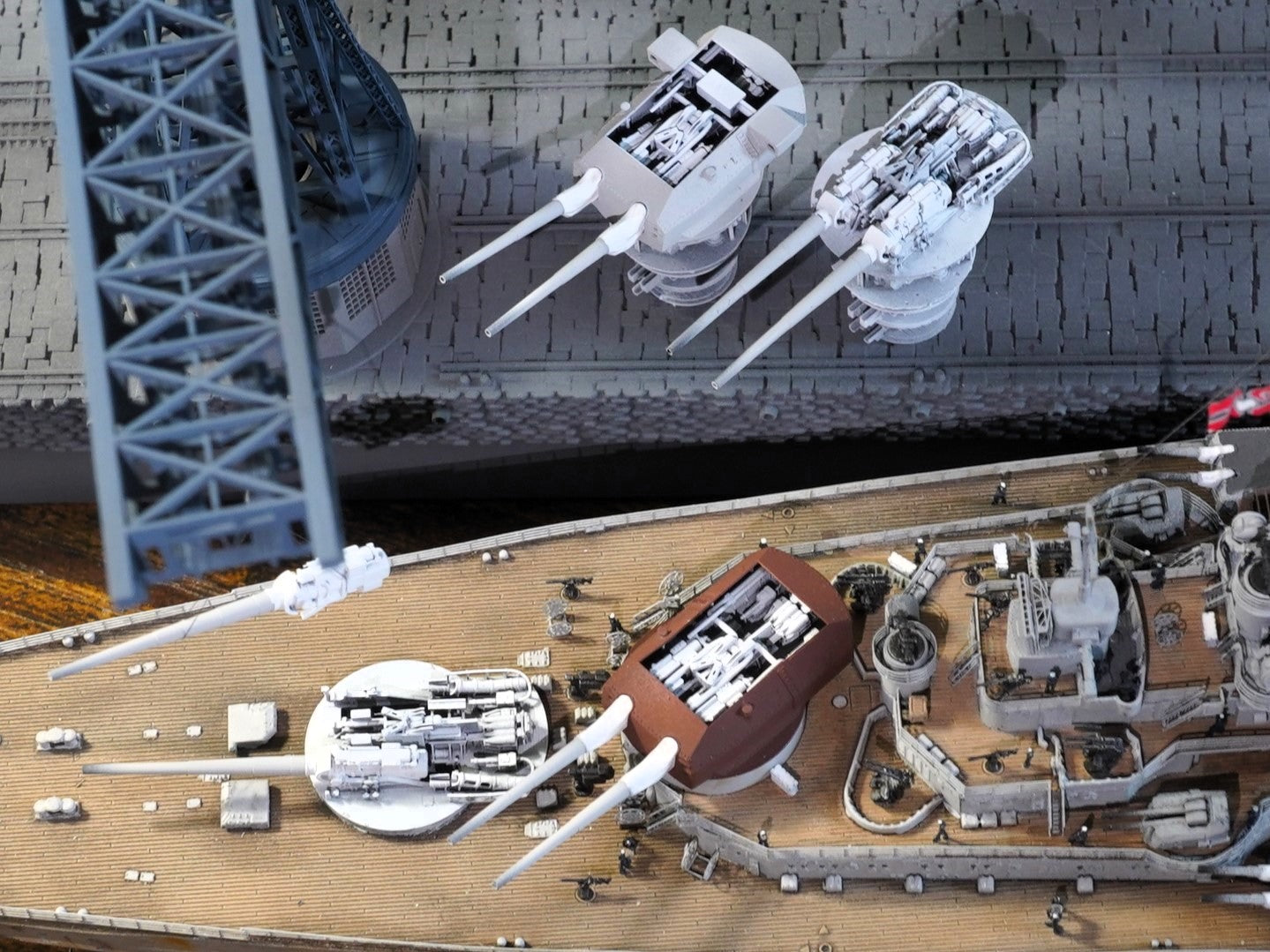 1:700, 1:350, 1:200 German Navy full interior turrets, 2 turrets per kit, 3d printed kit, Bismarck turrets, very detailed