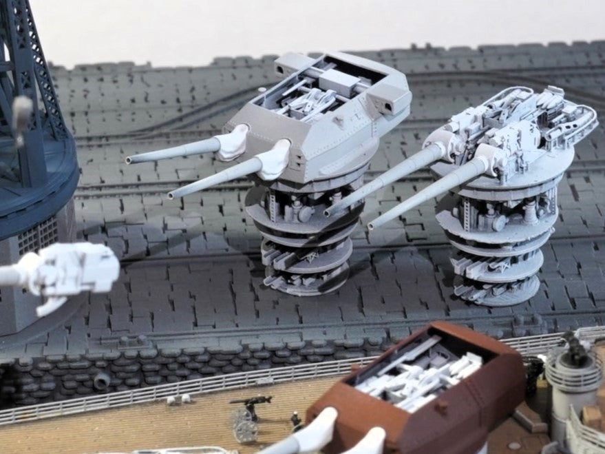 1:700, 1:350, 1:200 German Navy full interior turrets, 2 turrets per kit, 3d printed kit, Bismarck turrets, very detailed