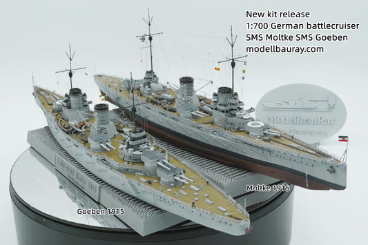 1:700 German Battlecruiser SMS Moltke, SMS Goeben (Yavuz Sultan Selim), 3d printed, resin model, waterline, full hull model