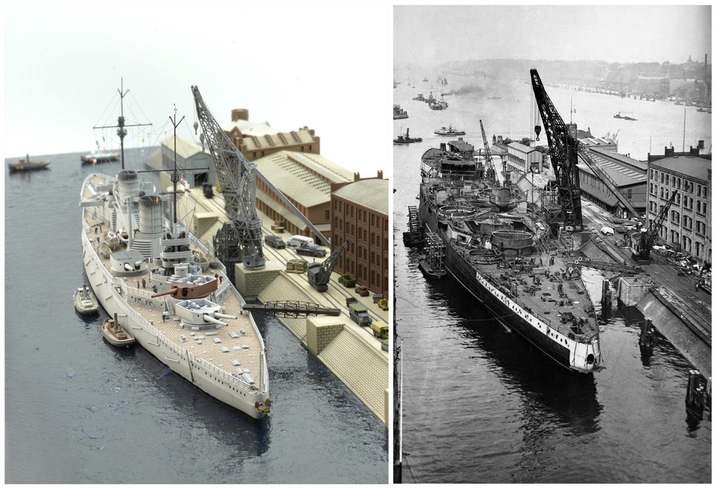 1:700 Hamburg Port and Shipyard, Hamburger Hafen und Werft. BV 250 t crane, warehouse, Blohm Voss