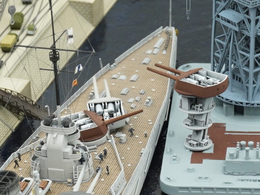 1:700, 1:350, 1:200 German Navy full interior turrets, 2 turrets per kit, 3d printed kit, Bismarck turrets, very detailed