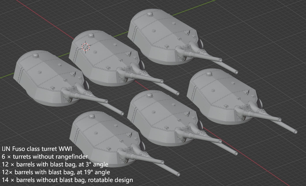 1:700 IJN 14 inch gun turret, 356mm turret, Kongo turret, Fuso turret, 3D printed, battleship, WWI, WWII