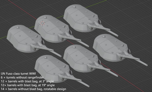 1:700 IJN 14 inch gun turret, 356mm turret, Kongo turret, Fuso turret, 3D printed, battleship, WWI, WWII