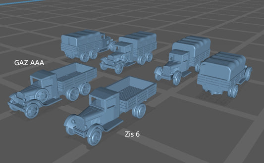 1:700, 1:350 Russian truck kit, GAZ AAA, Zis 6, Zis 5 trucks, ZIS-42M, 3d printed detailed kits