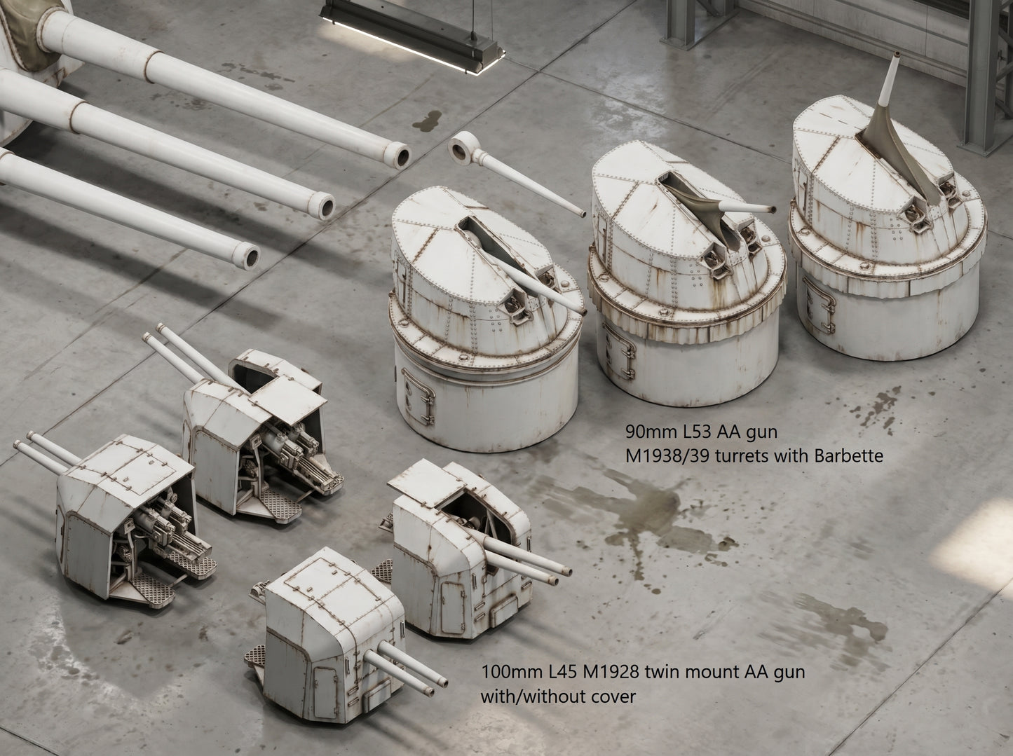 Italian navy heavy AA guns, 76mm, 90mm, 100mm, 102mm 120mm AA guns, 127mm, 128mm AA guns, 3D printed kits