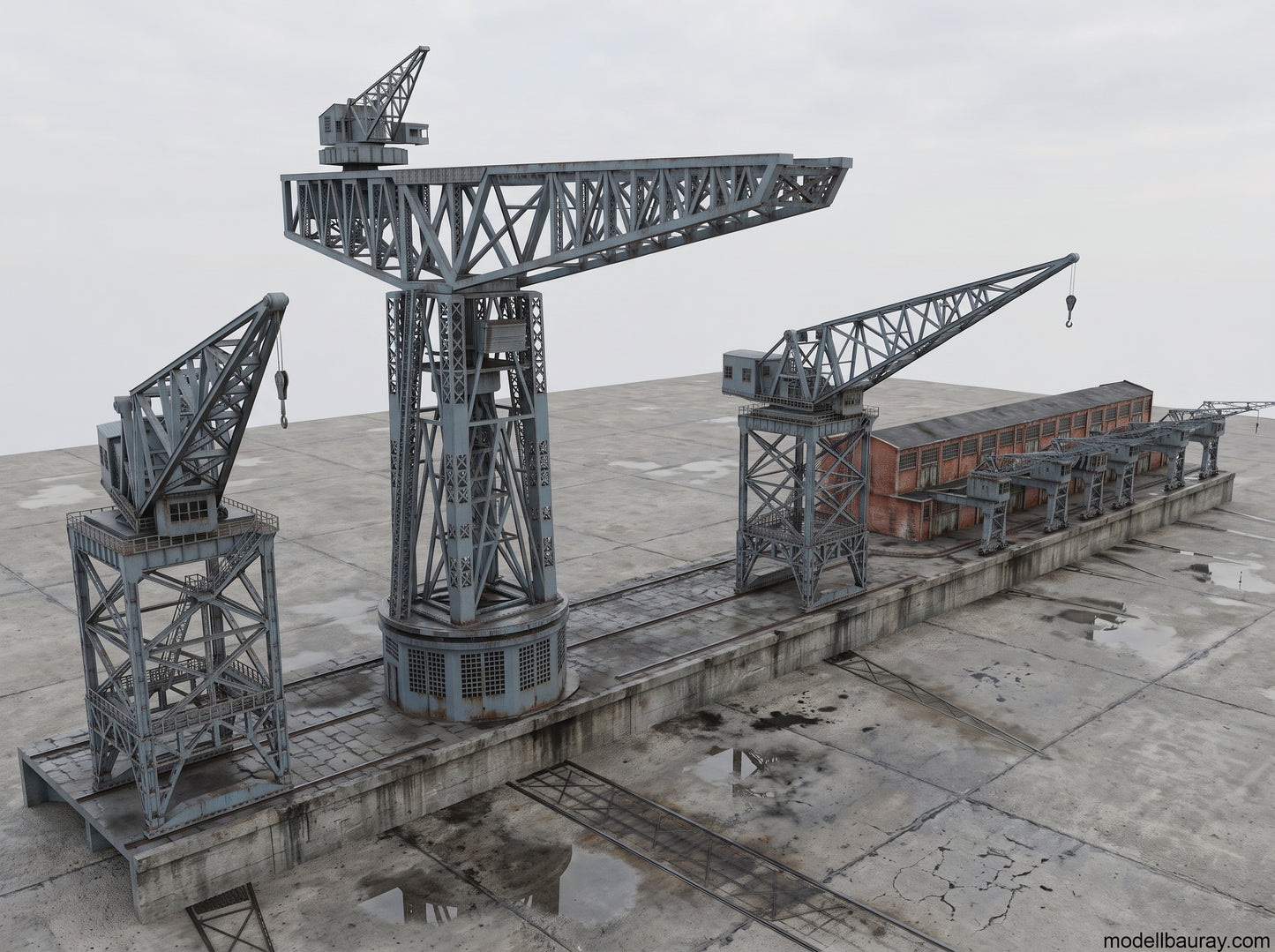1:700 Hamburg Port and Shipyard, Hamburger Hafen und Werft. BV 250 t crane, warehouse, Blohm Voss