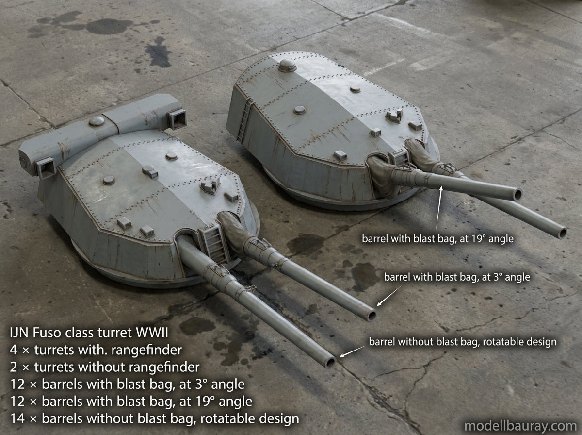 1:700 IJN 14 inch gun turret, 356mm turret, Kongo turret, Fuso turret, 3D printed, battleship, WWI, WWII