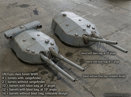 1:700 IJN 14 inch gun turret, 356mm turret, Kongo turret, Fuso turret, 3D printed, battleship, WWI, WWII