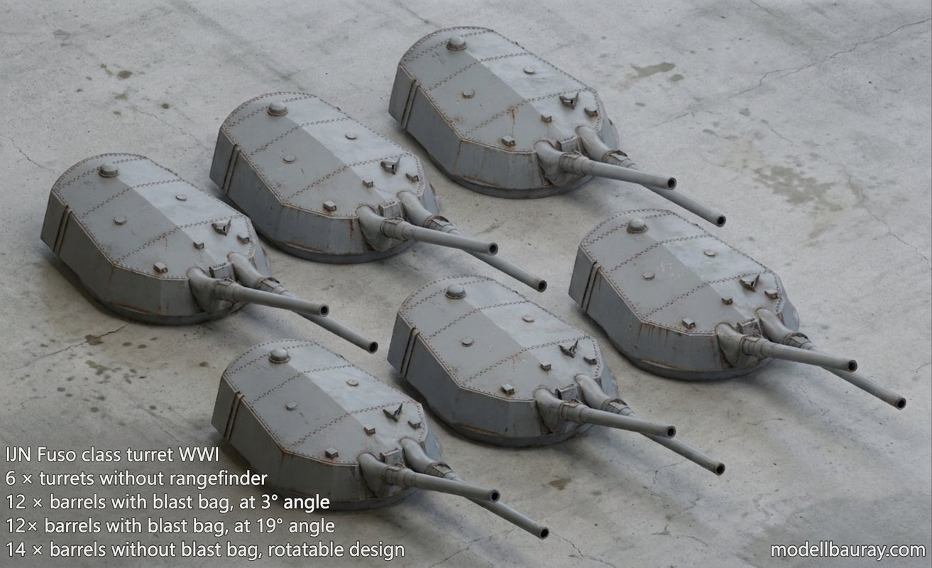 1:700 IJN 14 inch gun turret, 356mm turret, Kongo turret, Fuso turret, 3D printed, battleship, WWI, WWII
