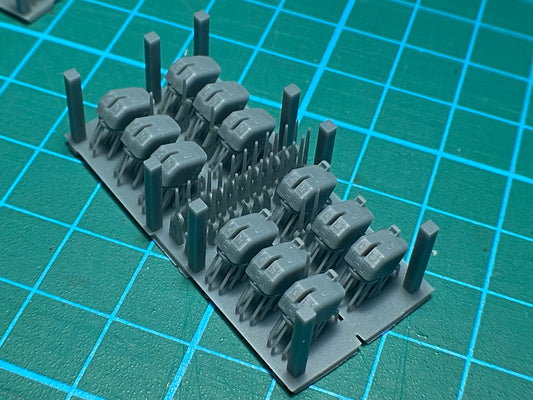 1:700, 1:350 US navy 5 inch AA guns, twin turret, single turret, 3D printed, Mk38, Mk 30, with blast bags, 5 inch L38 guns