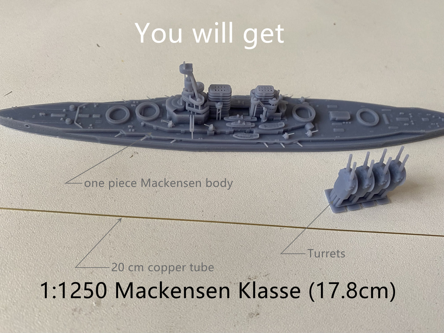 1:1250 Ship model, SMS Ersatz Yorck, SMS Mackensen, 1:1250 Schiffsmodelle