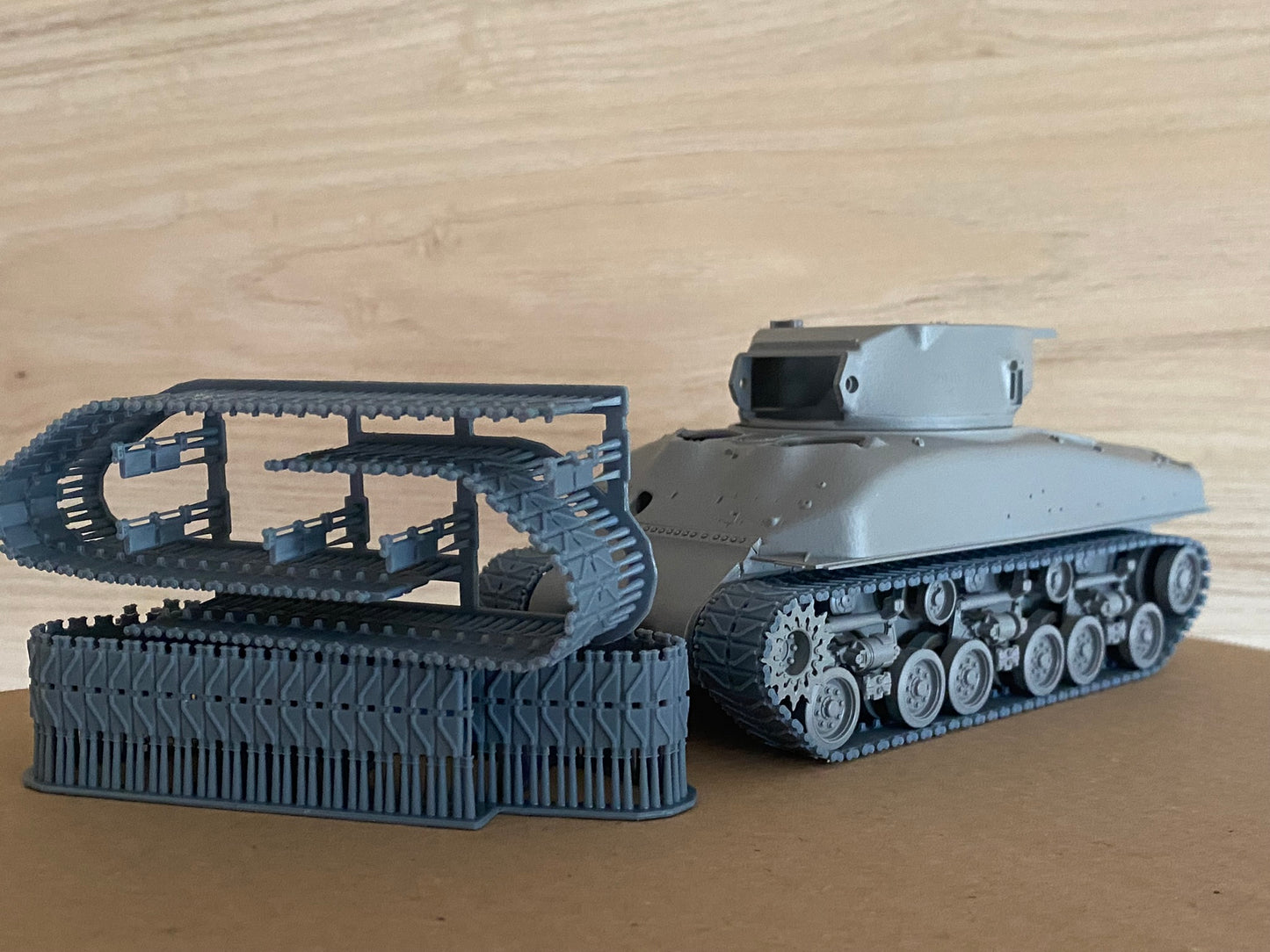 1:35 Pre assembled tracks for M4 Sherman, T48, T80, T62, T84, Duck bill, 1:35 Einsatzbereit Ketten, half-finished tracks, 3D printed