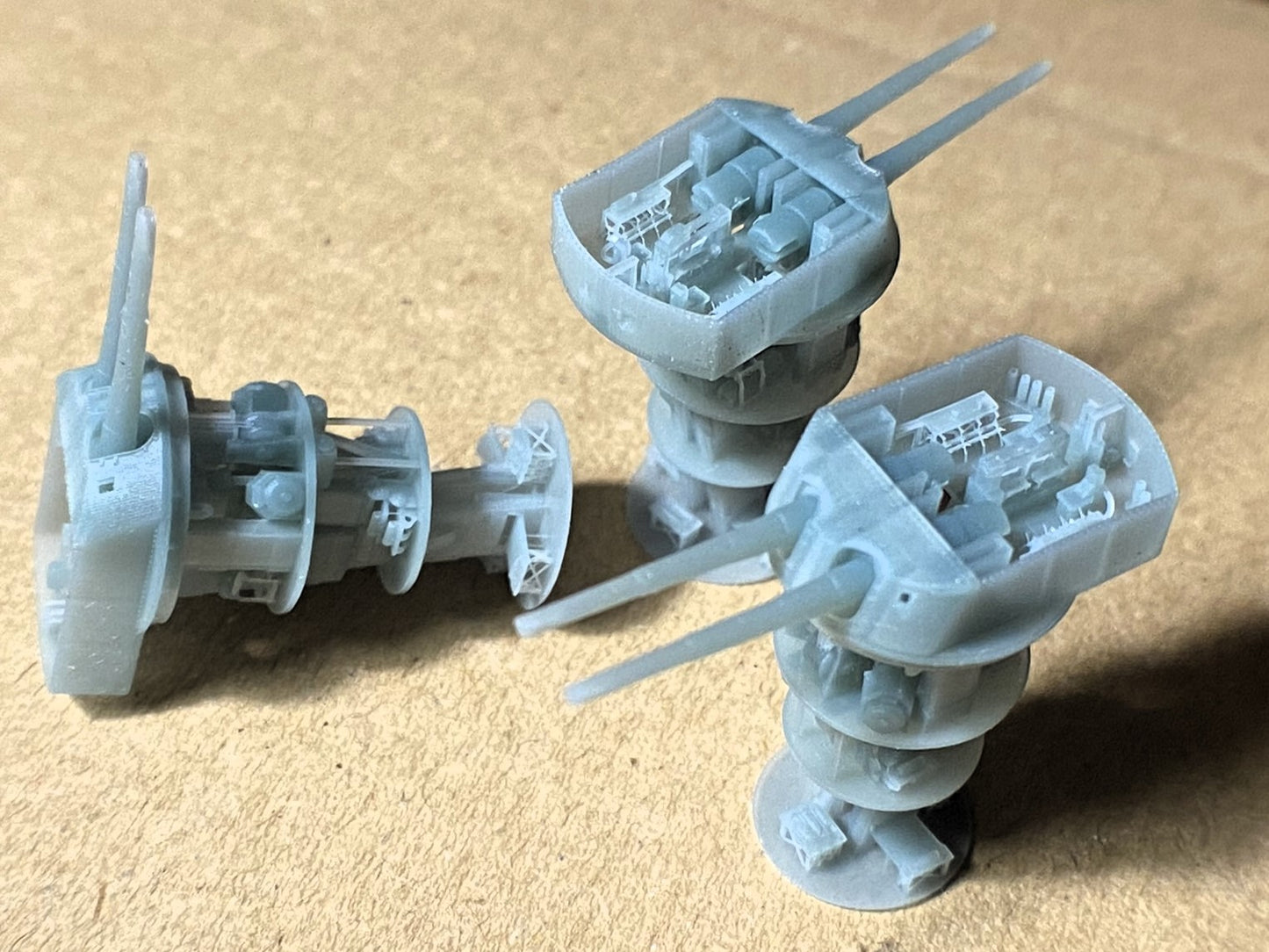 1:700, 1:350, 1:200 German Navy full interior turrets, 2 turrets per kit, 3d printed kit, Bismarck turrets, very detailed