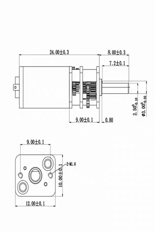 Mini motor with detachable reduction gearbox N20, DC 5V, 30mA, 55 rpm,10g, DIY