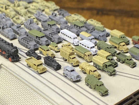 1:700, 1:350, 1:144 German truck, personnel carrier, bus, classic cars, Opel Blitz, Omnibus, Kübelwagen, LO 2000, AHN, Mercedes-Benz W31, Henschel 33 D1, Opel Olympia, L3H163, Horch 850