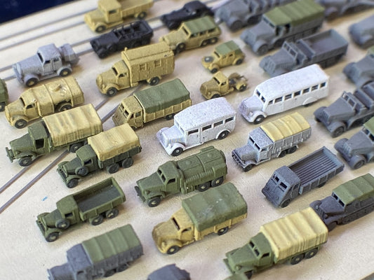 1:700, 1:350, 1:144 German truck, personnel carrier, bus, classic cars, Opel Blitz, Omnibus, Kübelwagen, LO 2000, AHN, Mercedes-Benz W31, Henschel 33 D1, Opel Olympia, L3H163, Horch 850