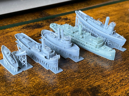 1:700 Auxiliary ships, tugboat, ferry, coal ship, oil tanker, barracks ship, floating crane