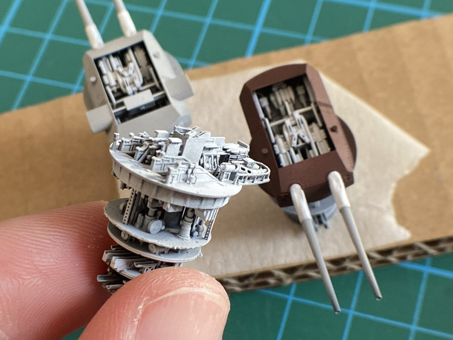 1:700, 1:350, 1:200 German Navy full interior turrets, 2 turrets per kit, 3d printed kit, Bismarck turrets, very detailed