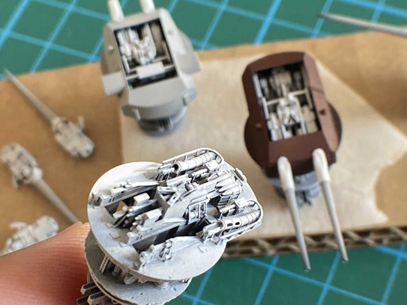 1:700, 1:350, 1:200 German Navy full interior turrets, 2 turrets per kit, 3d printed kit, Bismarck turrets, very detailed