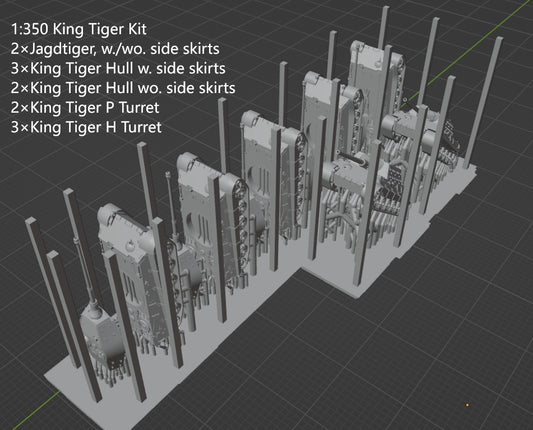 1:700, 1:350 German heavy tank kit, Tiger tank, King Tiger tank, Jadgtiger, Elephant, Tiger P, Sturmtiger, VK4501, Bergepanzer Tiger P