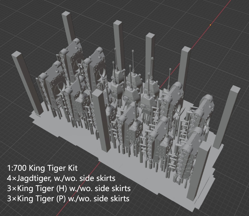 1:700, 1:350 German heavy tank kit, Tiger tank, King Tiger tank, Jadgtiger, Elephant, Tiger P, Sturmtiger, VK4501, Bergepanzer Tiger P